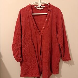 Women's Red Button Down Shirt